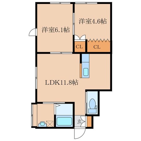 キャンバス　Ｂ棟の物件間取画像